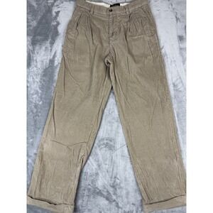 Eddie Bauer Men's Corduroy Pants 32X32 Beige Regular Fit Flat Front Pocket